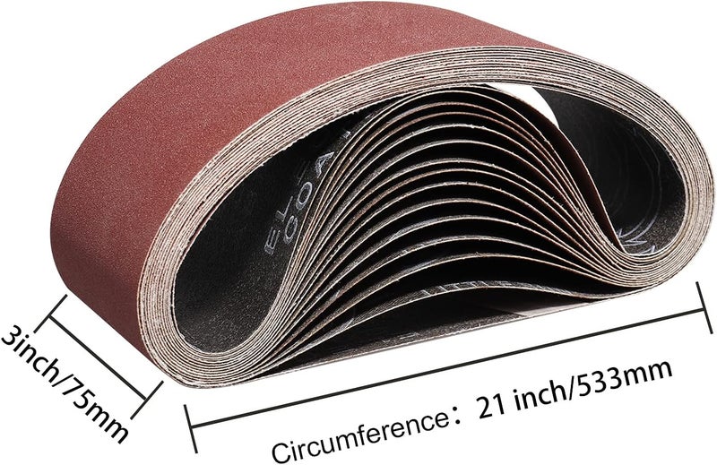 POTUINOM 3 x 21 Inch Sanding Belts 320 Grits -15 Pack Sanding Belt Aluminum Oxide Sander Belts,Best for Sanding Wood,Metal and Paint - Image 2